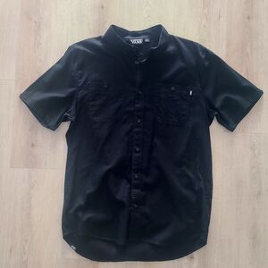 Vans Black Casual Button Down Shirt Short Sleeve In Like New Condition
